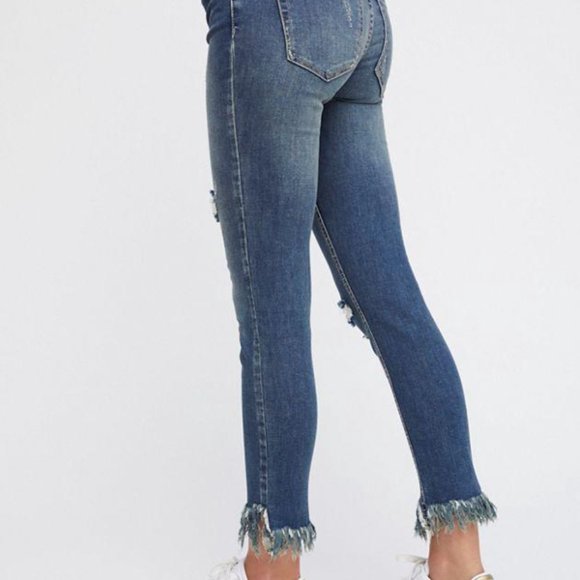 Free People Great Heights Frayed Skinny Worn Indigo - Picture 2 of 4
